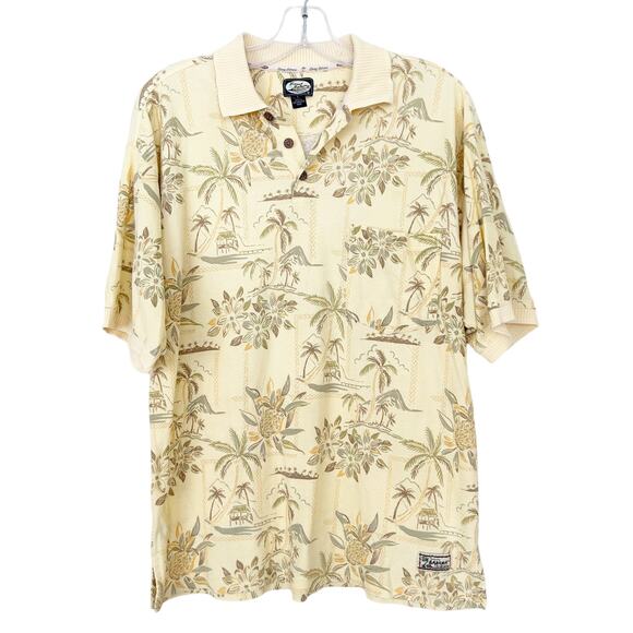 Tommy Bahama Yellow Floral Short Sleeve Polo Sz L - Picture 5 of 5